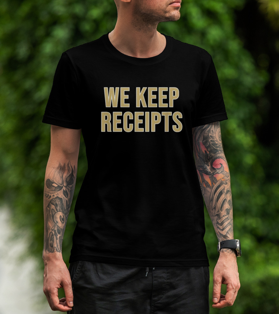 Colorado Buffaloes We Keep Receipts Black Gold Fan T-Shirt