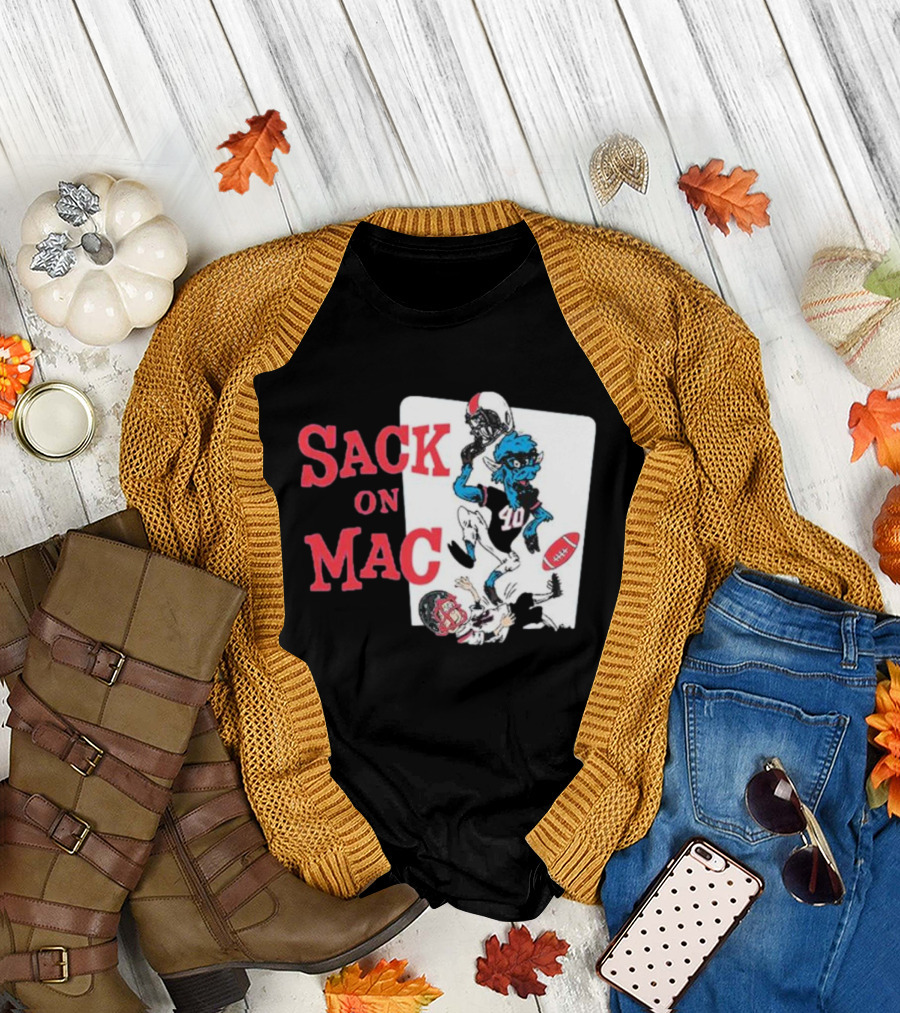 Sack On Mac NFL Football Cartoon Character Action T-Shirt