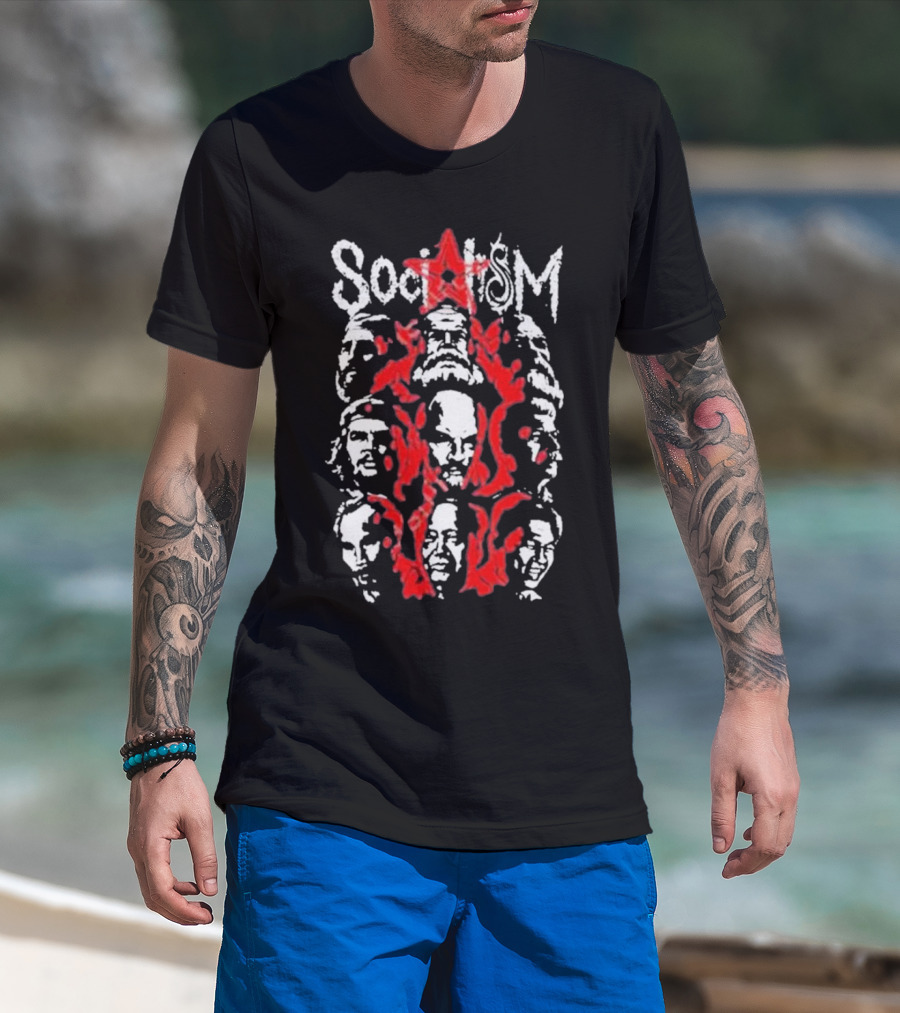 Tdm Socialism Revolutionary Faces And Red Star Motif T-Shirt