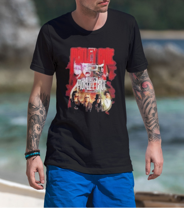 Motley Crue Rock Band Guitar With Faces T-Shirt