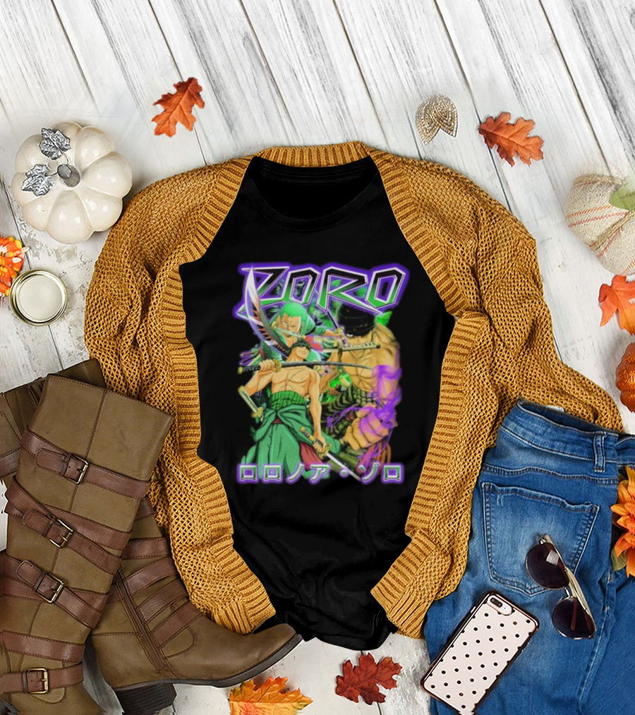 Zoro Roronoa Zoro Anime Manga Japanese Text Martial Arts Swordsman Fantasy Adventure T-Shirt