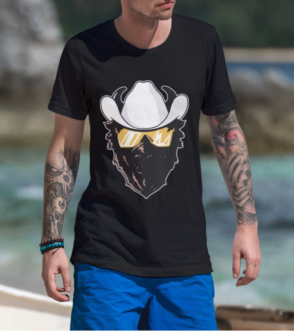Cowboy Hats Sunglasses Buffalo Head White Hat Yellow Shades T-Shirt