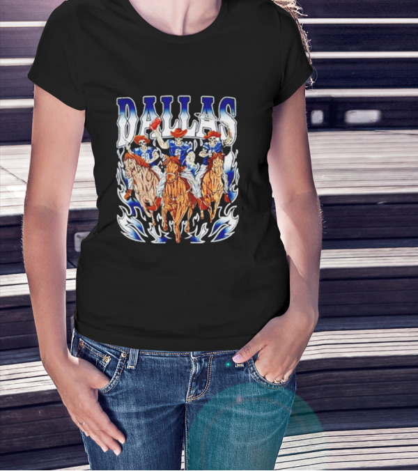 Dallas Cowboys Skeleton Horseback Riders Halloween T-Shirt