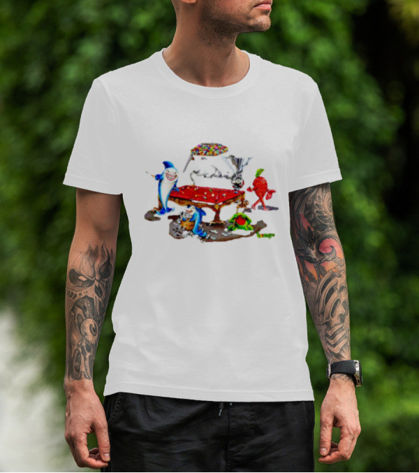 Pool Shark Michael Godard Poker Sharks And Fruit Characters Playing Billiards T-Shirt