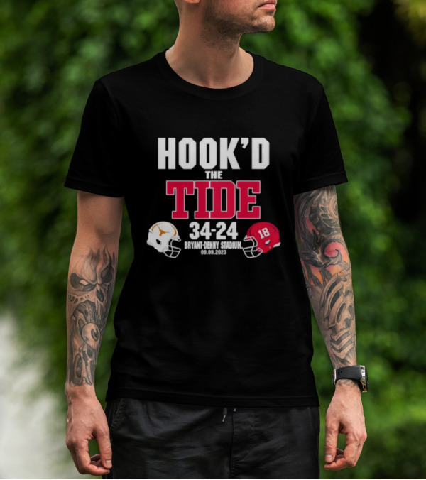 Hook’d The Tide 34-24 Bryant Denny Stadium 09.09.2023 Football Helmets T-Shirt