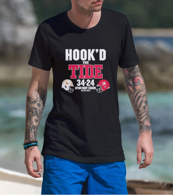 Hook’d The Tide 34-24 Bryant Denny Stadium 09.09.2023 Football Helmets T-Shirt