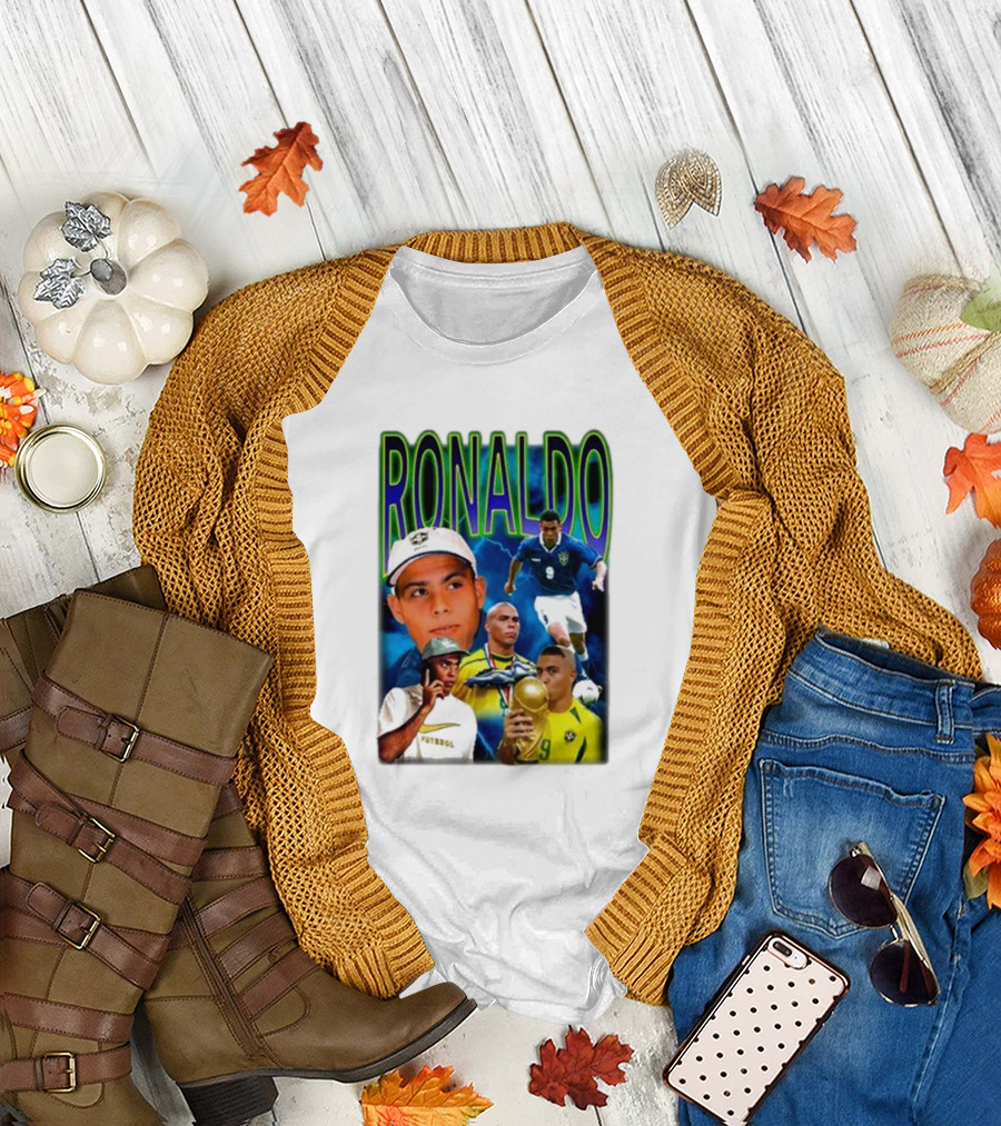 Ronaldo Fenomeno Brazil Football Legend Retro Collage T-Shirt
