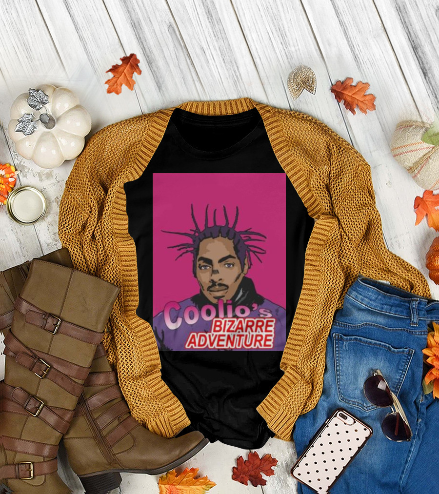 Coolio’s Bizarre Adventure Manga Style Portrait on Pink Background T-Shirt
