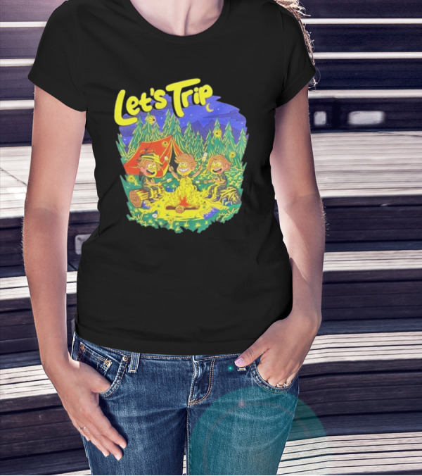 Let's Trip Campfire Adventure Sturnioloclothing Forest Night Camping T-Shirt