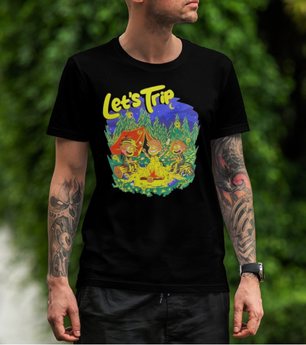Let's Trip Campfire Adventure Sturnioloclothing Forest Night Camping T-Shirt