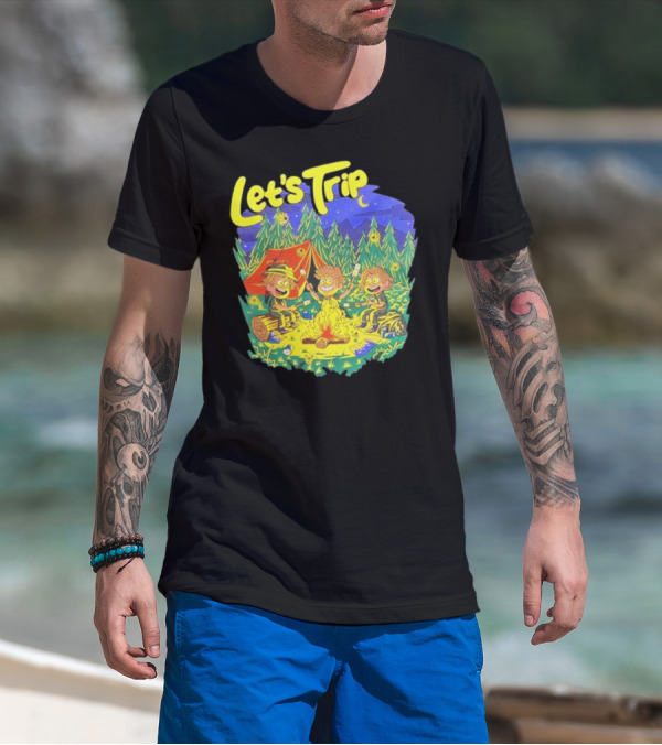 Let's Trip Campfire Adventure Sturnioloclothing Forest Night Camping T-Shirt