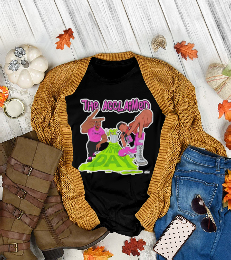 The Acclaimed Trash Day All Elite Wrestling Graphic with Character Poses and AEW T-Shirt