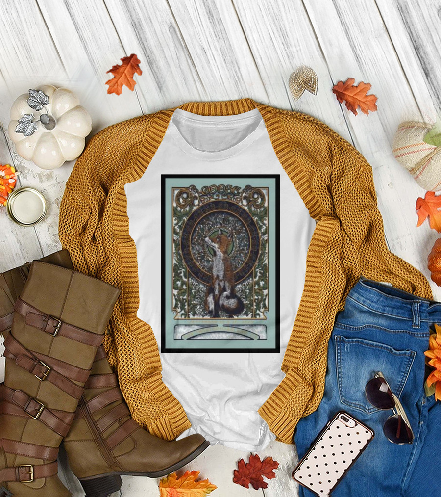 Goose Tour Oakland Fox Art Nouveau Circular T-Shirt