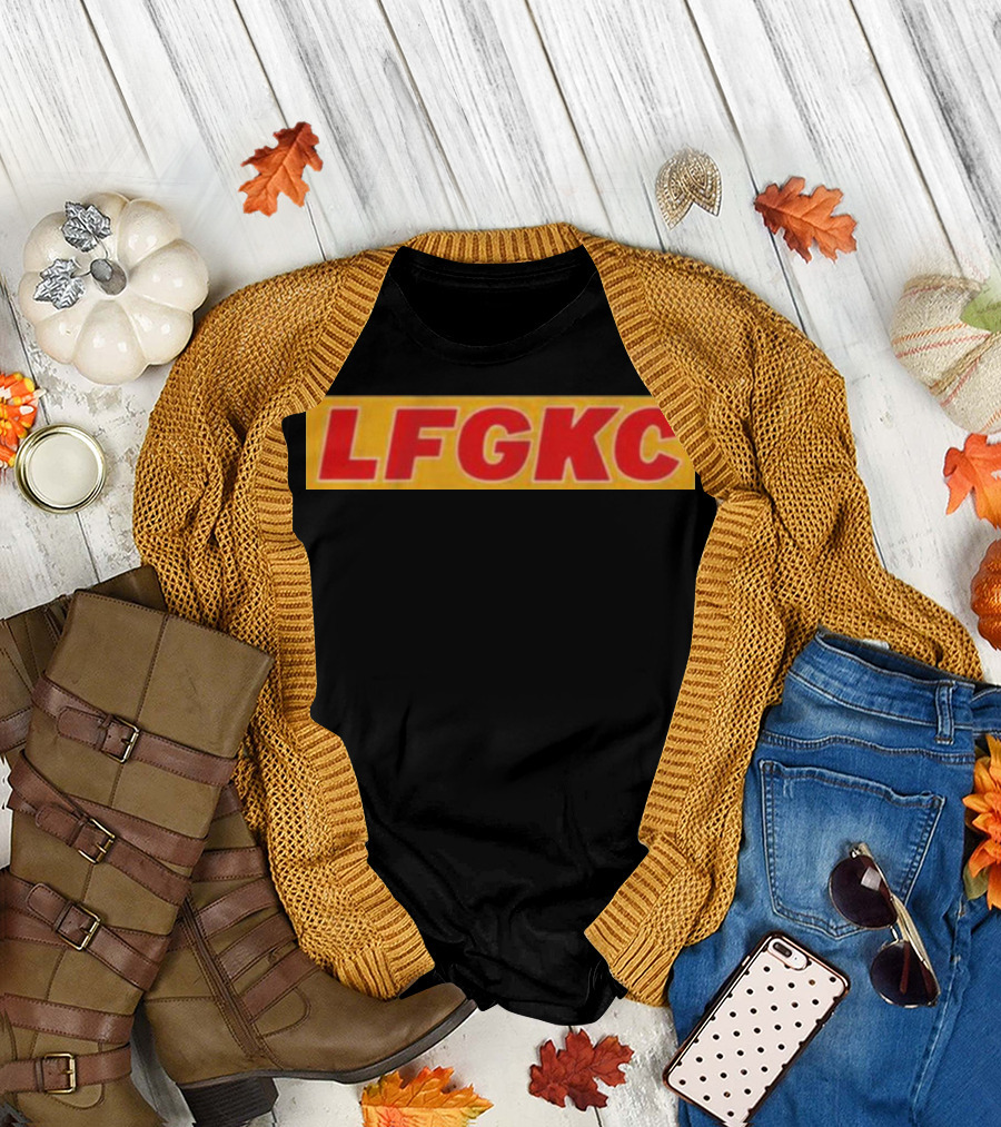 LFG KC Kansas City Football Red Gold Text T-Shirt