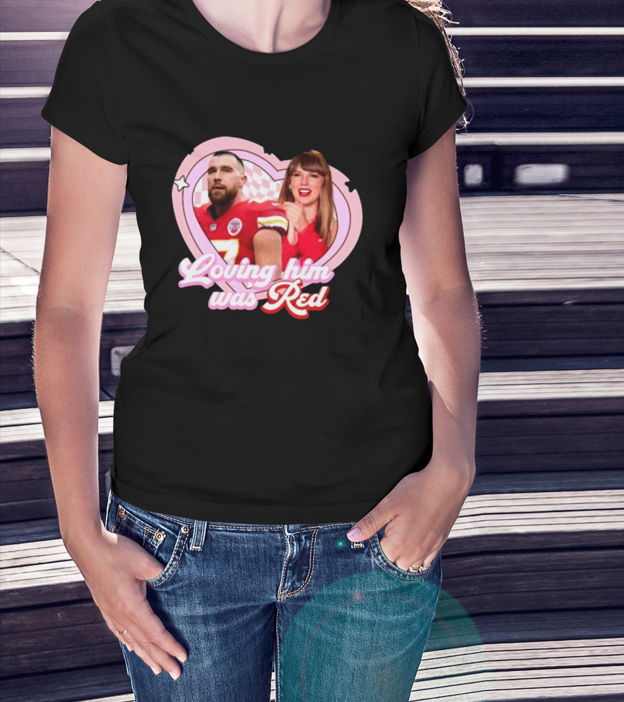 Loving Him Was Red Chiefs Football Heart Icons T-Shirt