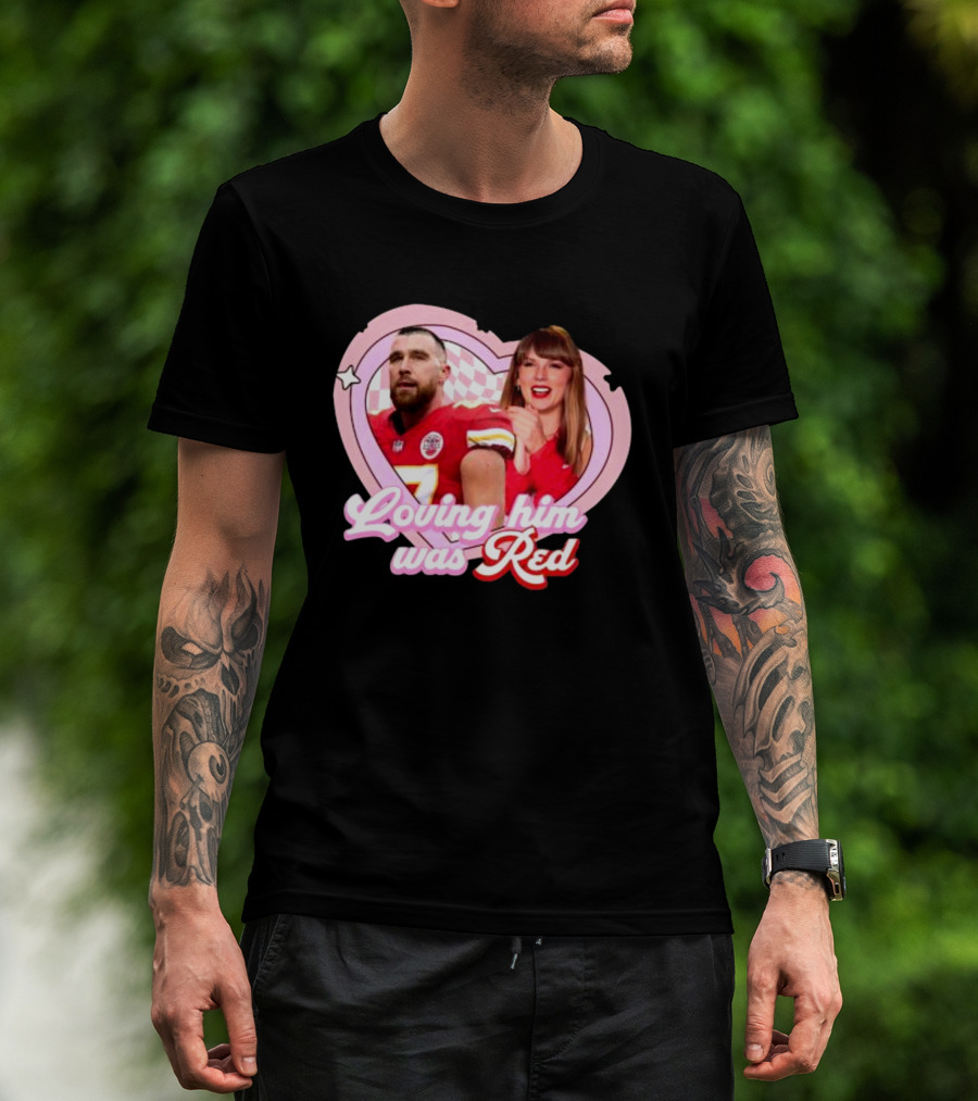 Loving Him Was Red Chiefs Football Heart Icons T-Shirt