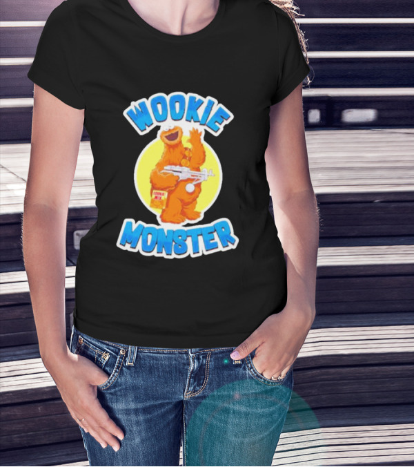 Wookiee Monster Cookie Fusion Character With Blaster T-Shirt