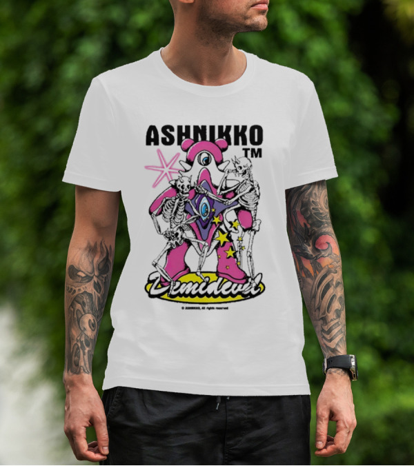 ASHNIKKO Demidevil Skeleton Star Pink T-Shirt