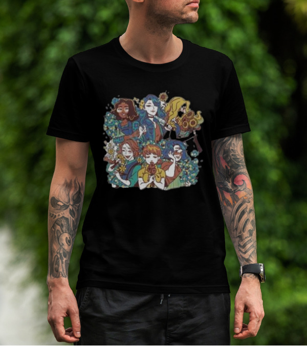 Bachelorette Bouquet Group Floral Characters T-Shirt