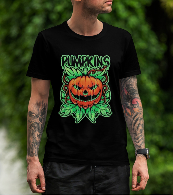 Pumpkins Horror Halloween Jack-o'-Lantern With Creepy Vines T-Shirt