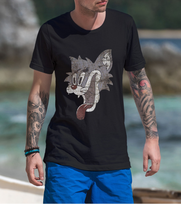 Patrick Hockstetter Cat Distressed Cartoon Face T-Shirt