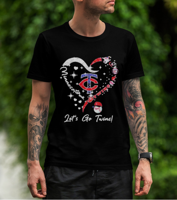 Minnesota Twins Heart Let's Go Twins T-Shirt
