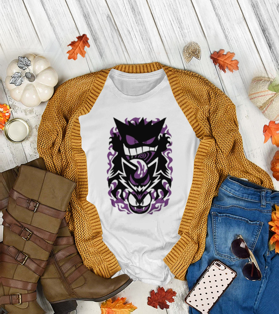 Versiris Haunted Gengar Gastly Ghastly Purple Flames T-Shirt