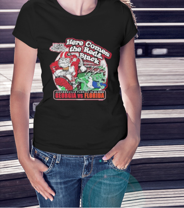 Here Comes The Red And Black Georgia Vs Florida Jacksonville 10.28.2023 T-Shirt