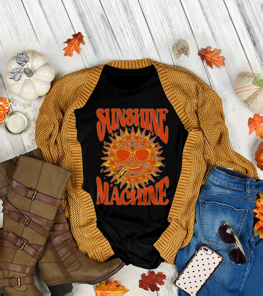SUNSHINE MACHINE Smiling Sun with Sunglasses and Vibrant Colors T-Shirt