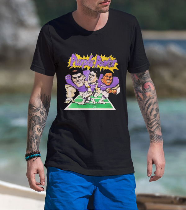 Purple Power Minnesota Vikings Cartoon Trio Caricature Football T-Shirt