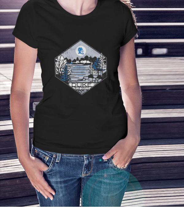 Duke Blue Devils Comfort Wash Hexagonal Landscape Sketch T-Shirt