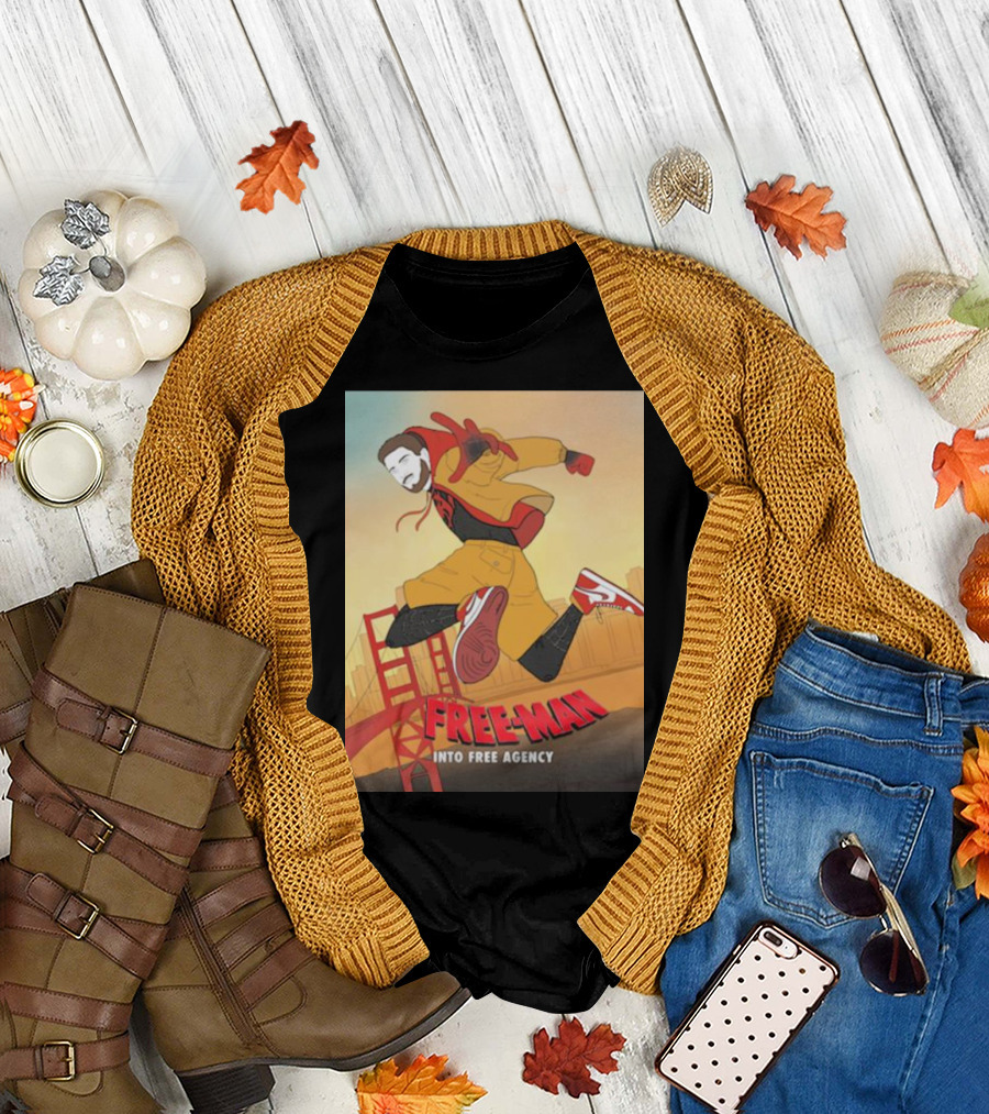 FREE-MAN Into Free Agency San Francisco Bridge Jumping Character T-Shirt