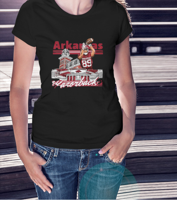 Arkansas Razorbacks Nathan Bax 89 Collegiate Landmarks Football Receiver T-Shirt