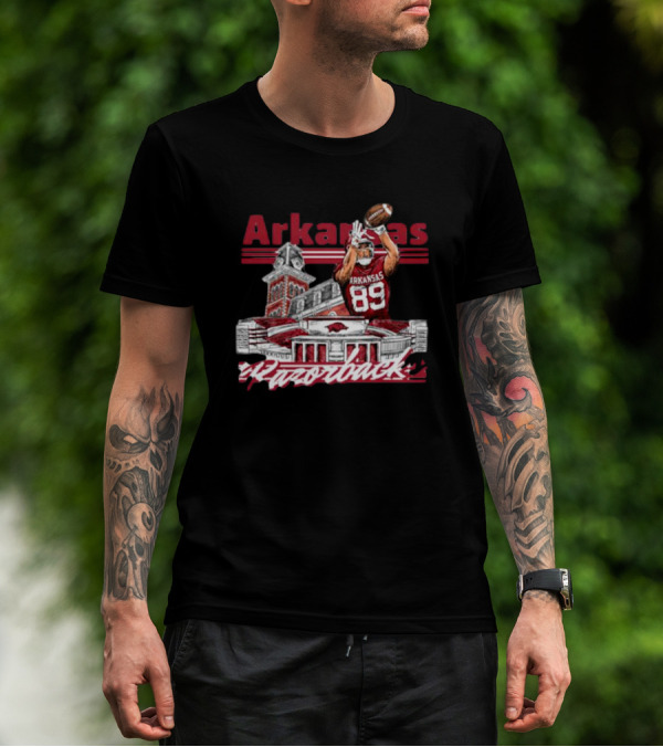 Arkansas Razorbacks Nathan Bax 89 Collegiate Landmarks Football Receiver T-Shirt