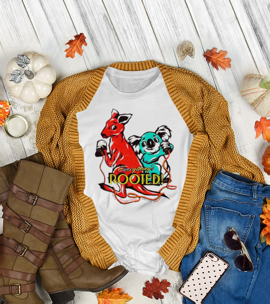 Kangaroo and Koala Everything’s Rooted T-Shirt