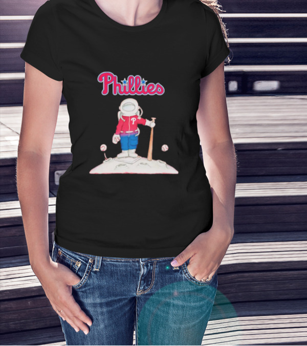 Phillies Astronaut Baseball Moon Adventure T-Shirt