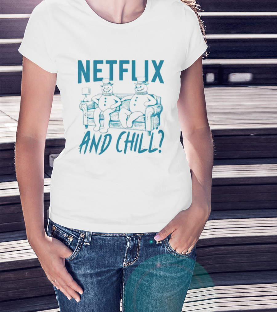 Netflix And Chill Snowman Couch Scene T-Shirt