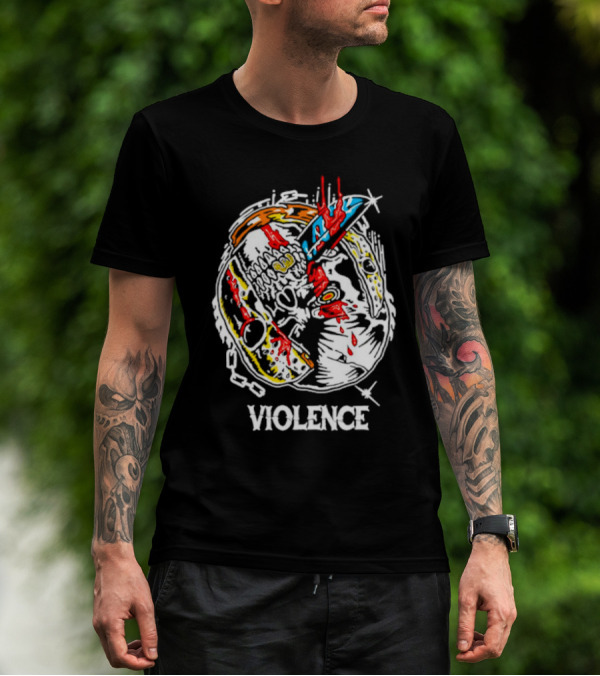 Slasher Mask Chainsaw Knife Violence T-Shirt
