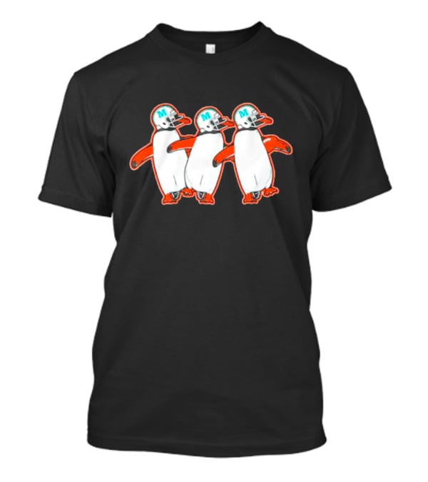 Miami Hurricanes Penguins Marching With Helmets T-Shirt