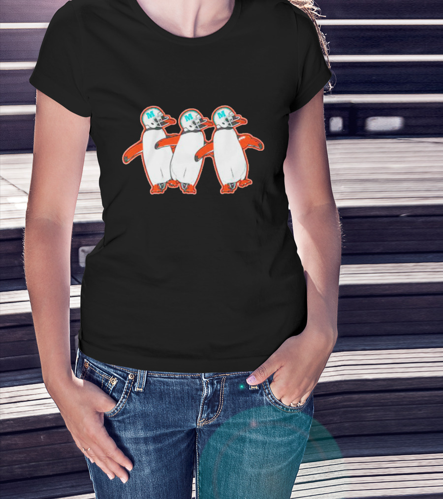 Miami Hurricanes Penguins Marching With Helmets T-Shirt