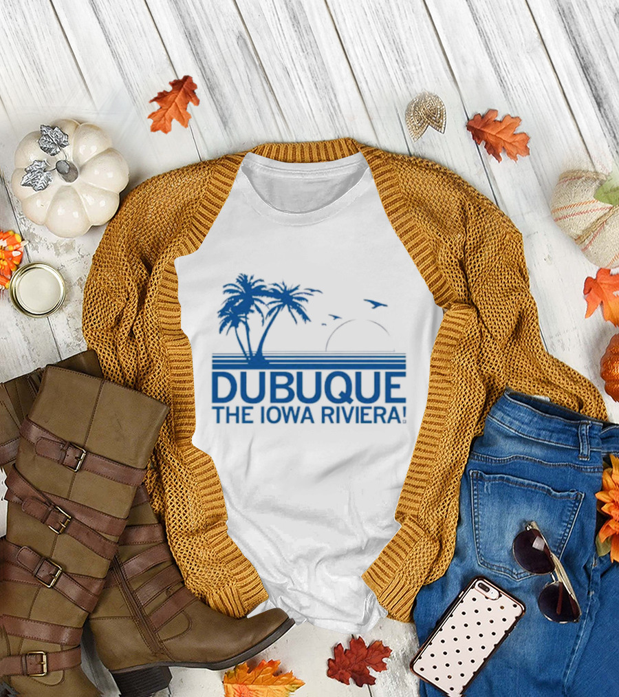 Dubuque The Iowa Riviera Palm Trees Ocean Sunset T-Shirt