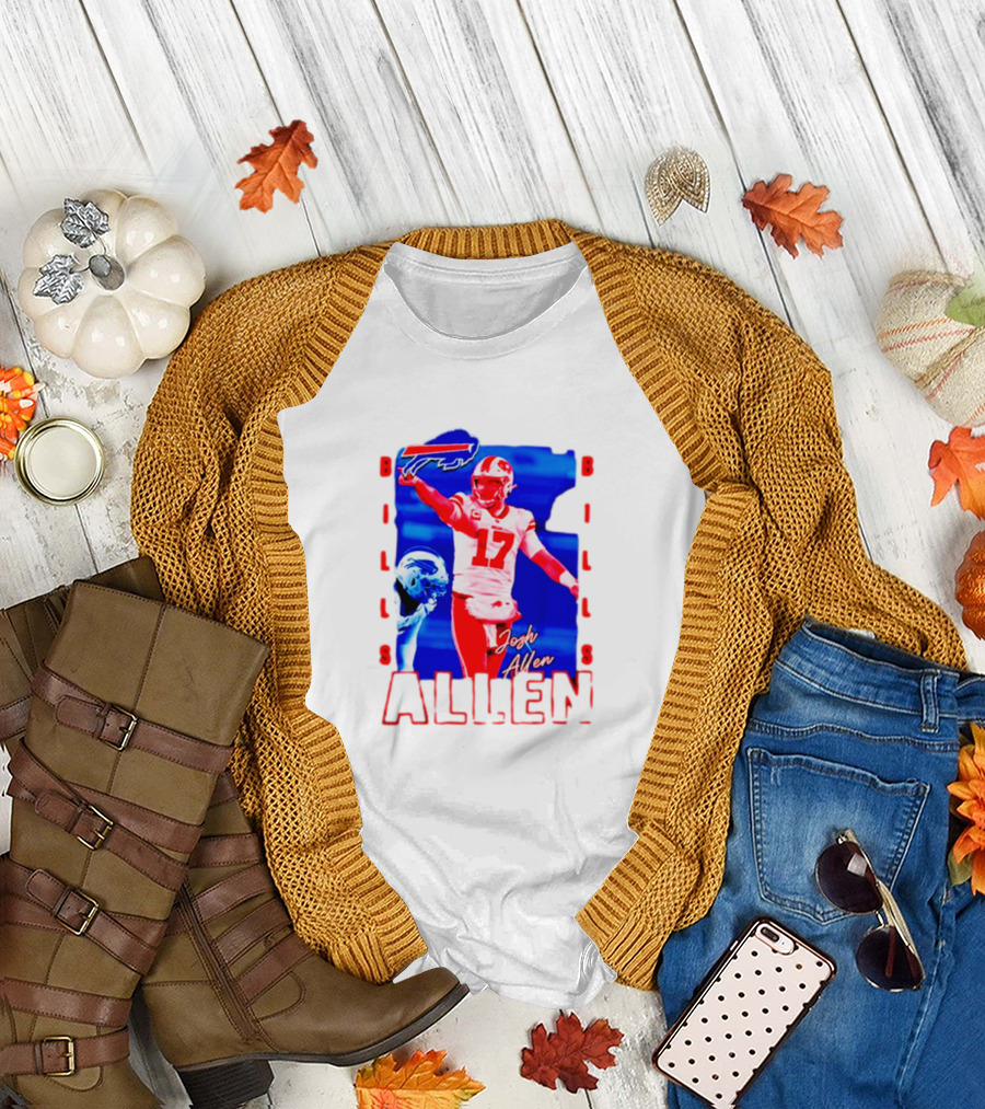 Josh Allen Buffalo Bills NFL Quarterback Iconic Play Action Image T-Shirt