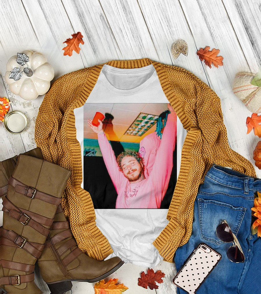Malone Pink Shirt Red Cup Hands Up T-Shirt