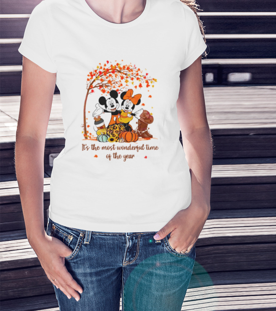 Mickey And Minnie It's The Most Wonderful Time Of The Year Thanksgiving T-Shirt