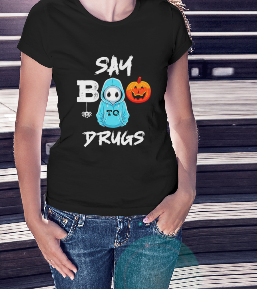 Red Ribbon Week Awareness Say Boo To Drugs Halloween Pumpkin T-Shirt