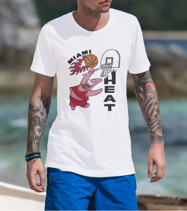 Miami Heat Homage Patrick Star Basketball Dunking Fun T-Shirt