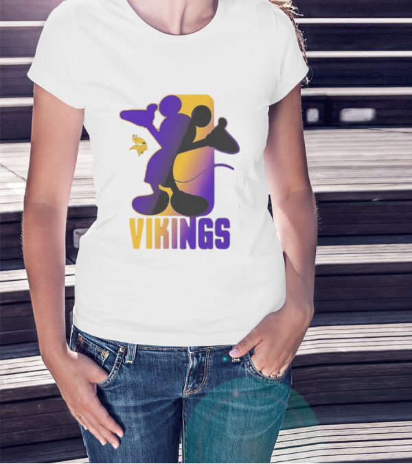 Mickey Mouse Vikings Minnesota Disney Cross Fade T-Shirt