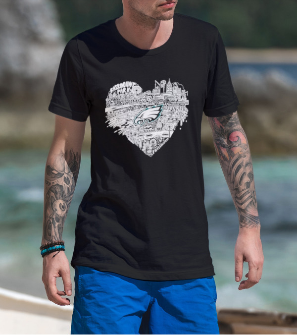 Philadelphia Eagles Fairmount Park West River Heart T-Shirt