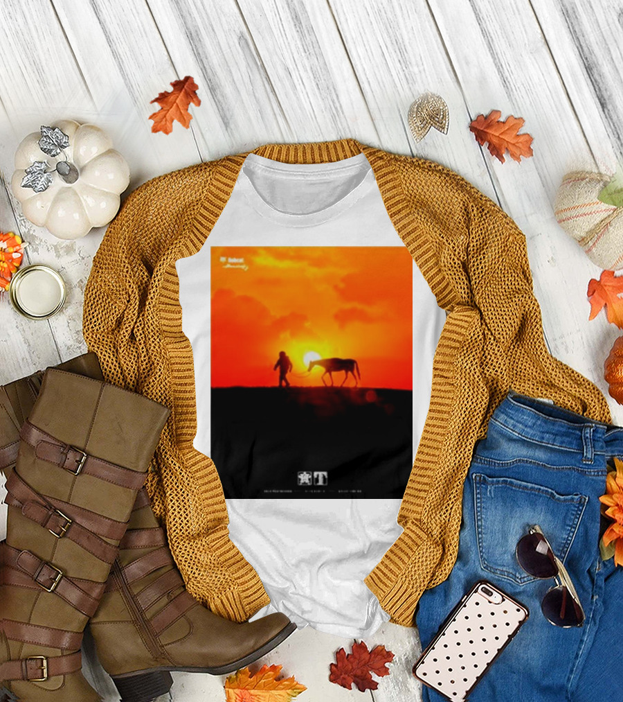 Houston Sunset Astronaut with Horse in Space City Meets Wild West T-Shirt