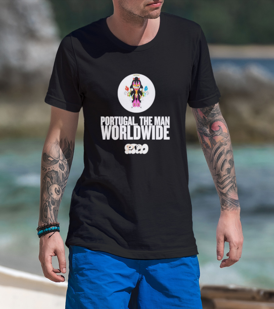 PORTUGAL. THE MAN WORLDWIDE CHARACTER WITH COLORFUL HANDS AND HALO T-Shirt